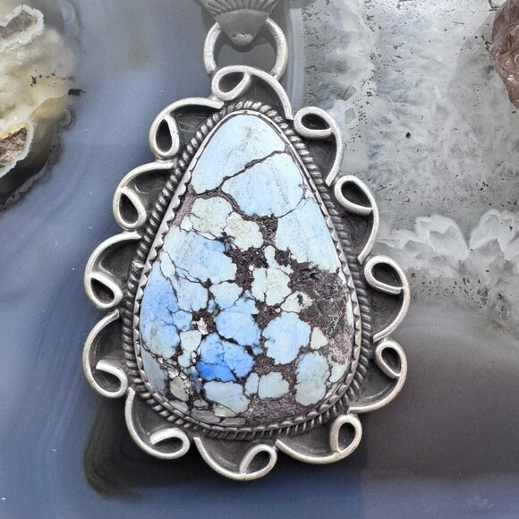 Sterling Southwestern Style Teardrop High Grade Golden Hill Turquoise Pendant #1 - Picture 6 of 10
